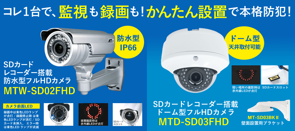 SDカードレコーダー搭載 MTW-SD02FHD / MTD-SD03FHD