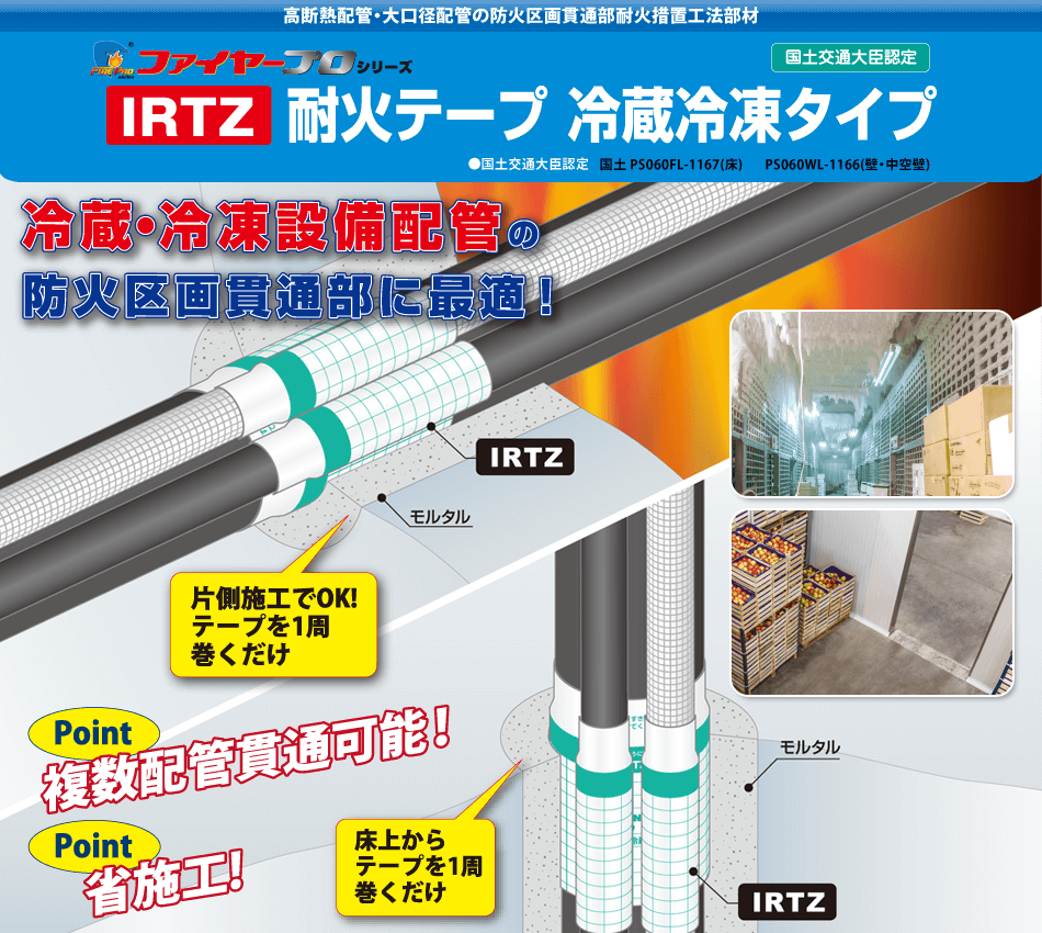 サファイヤープロシリーズ IRTZ 耐火テープ 冷蔵冷凍タイプ
