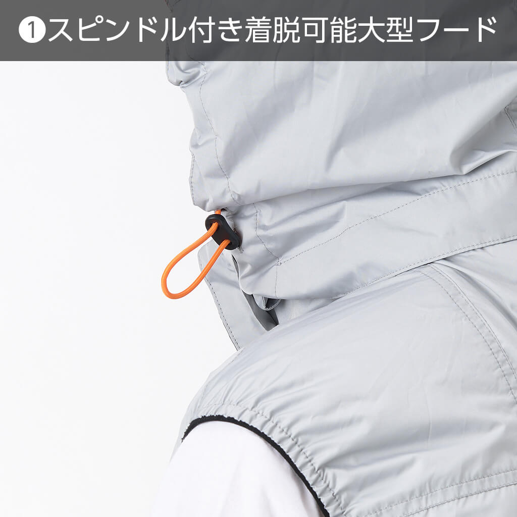1.スピンドル付き着脱可能大型フード