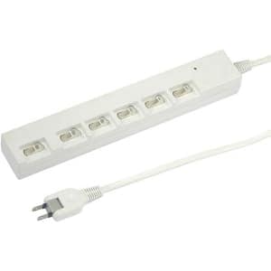 ヤザワ　横差し個別スイッチ付節電タップ 6個口 2m ホワイト 