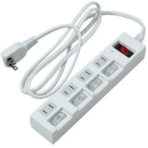 ヤザワ　個別・集中スイッチ付節電タップ 4個口 2m ホワイト